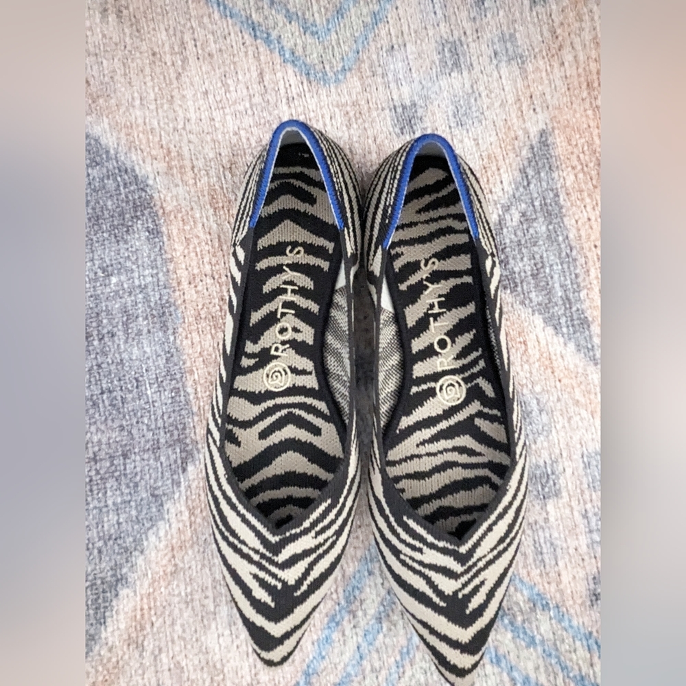 Rothy's The Point in Black Zebra 8.5